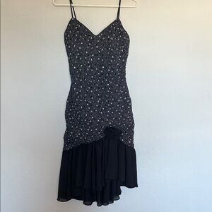 Chic Black and Silver High Low Dress